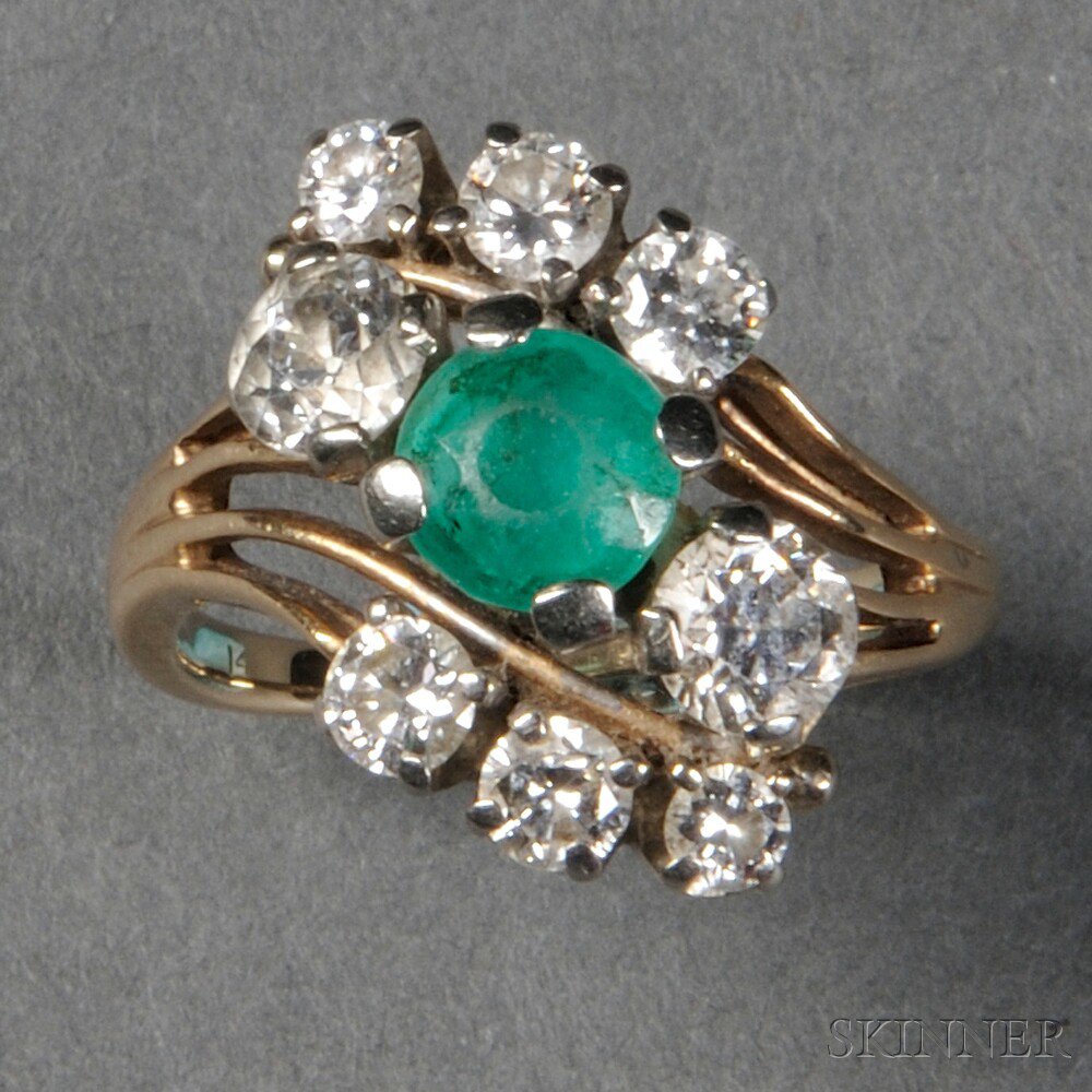 Appraisal: Ring with Emerald and Diamonds kt gold ring with a