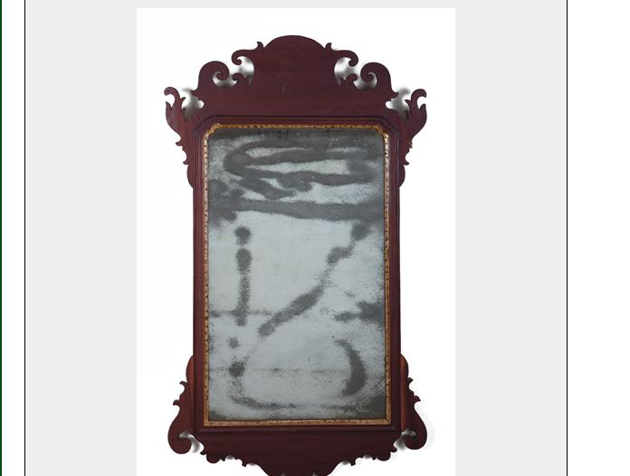 Appraisal: AMERICAN CHIPPENDALE MAHOGANY MIRROR OF SCROLL FORM Height inches mirror