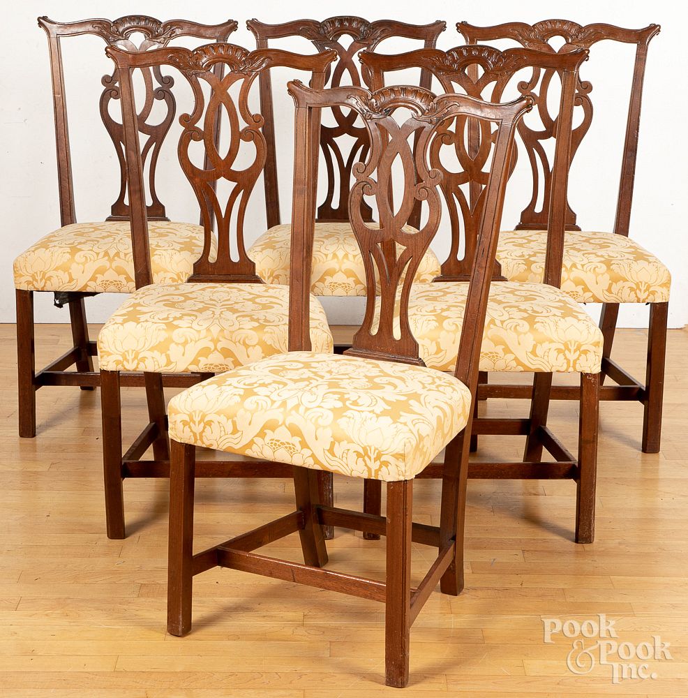 Appraisal: Set of six George III mahogany dining chairs Set of