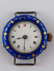 Appraisal: A silver and enamel lady's wrist watch London import hallmarks