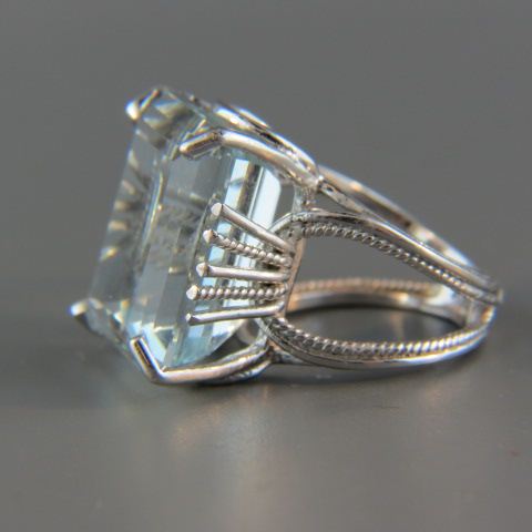 Appraisal: Aquamarine Ring fine large emerald cut gem weighing over carats