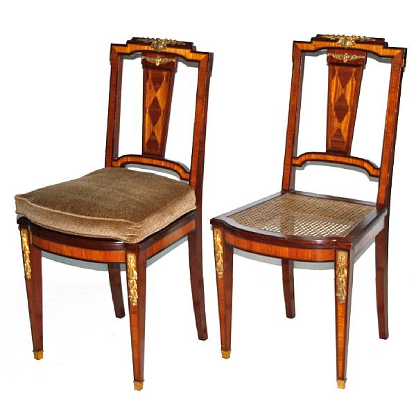 Appraisal: A set of six Victorian inlaid mahogany side chairs