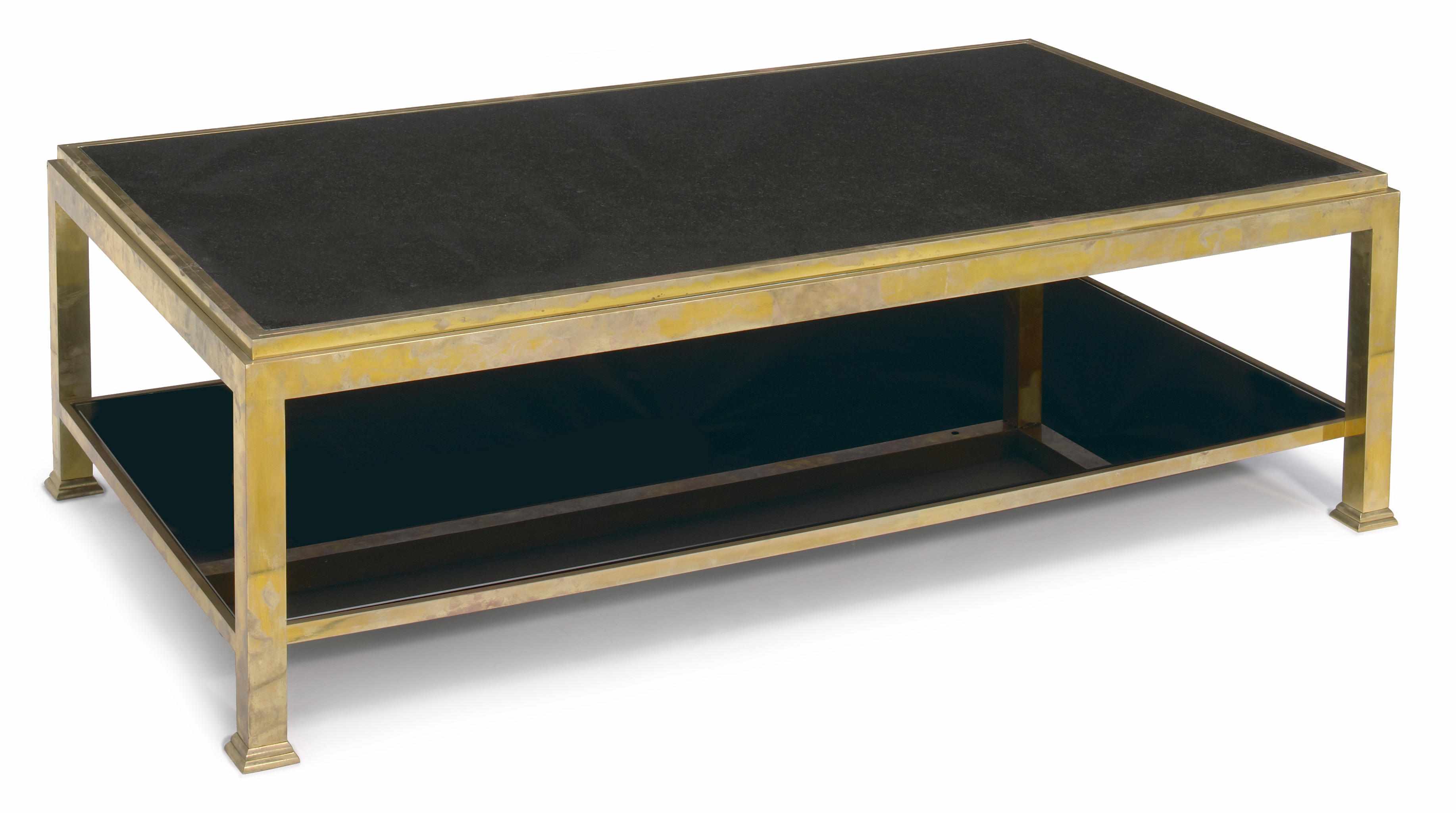 Appraisal: A gilt metal black glass and marble 'Flaminia' coffee table