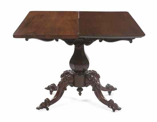 Appraisal: A William IV Rosewood Games Table the rectangular hinged top