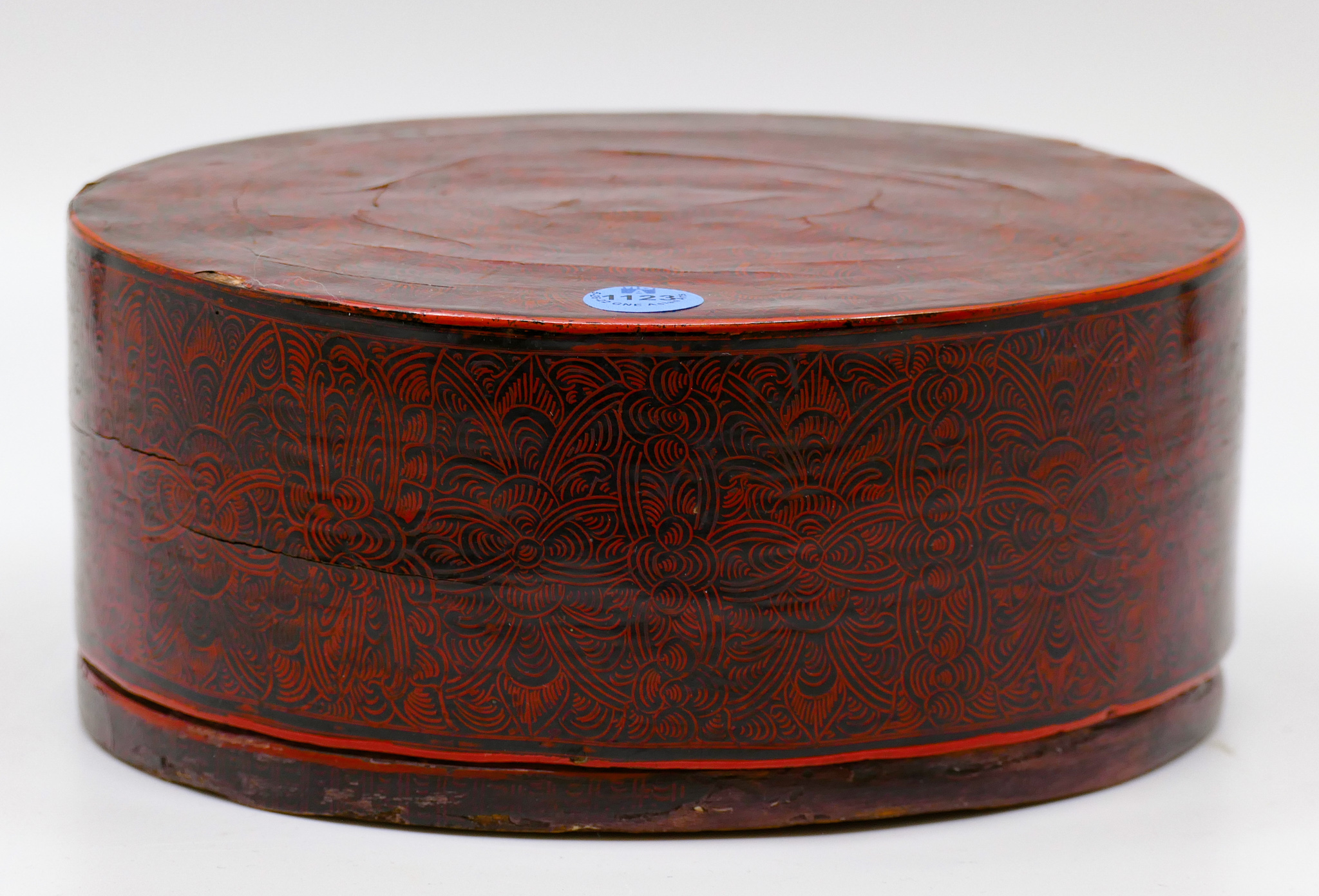 Appraisal: Old Northern Thai Red Lacquered Food Box ''x ''