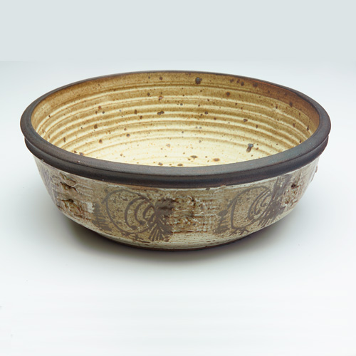 Appraisal: VIVIKA AND OTTO HEINO Large stoneware bowl incised and molded