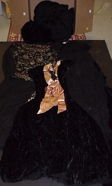 Appraisal: 's textiles black velvet jacket coat and dress black net