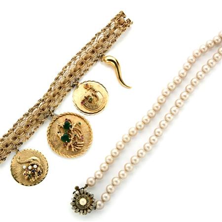 Appraisal: Gold Charm Bracelet Assorted Silver and Clad Coins and Costume