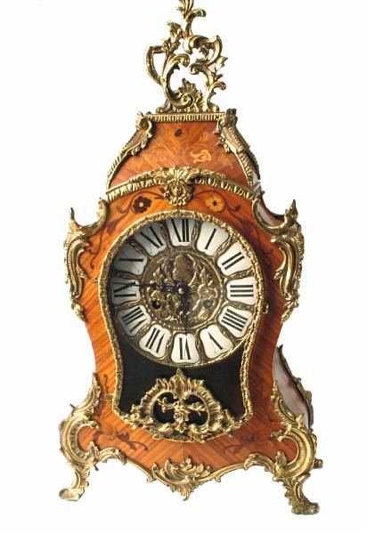 Appraisal: A Louis XV style inlaid and gilt metal mounted clock