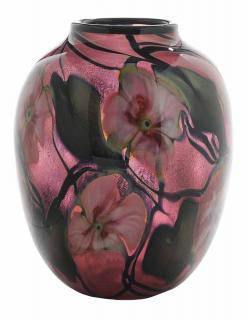 Appraisal: Charles Lotton Vase American pale pink ground textured inside with