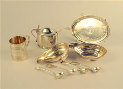 Appraisal: Assorted George III sterling silver table articles Comprising a mustard