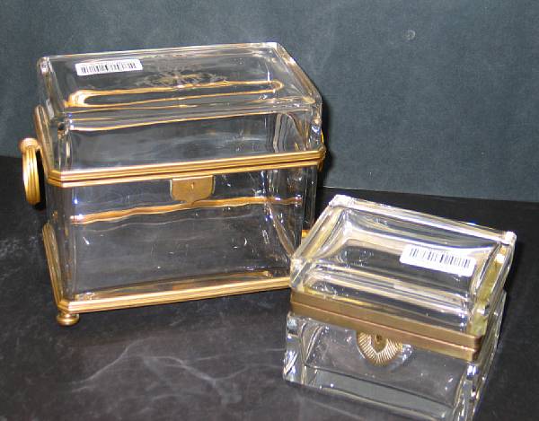 Appraisal: Two French glass rectangular table boxes late th mid th