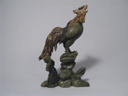 Appraisal: Large soapstone rooster model Total H in