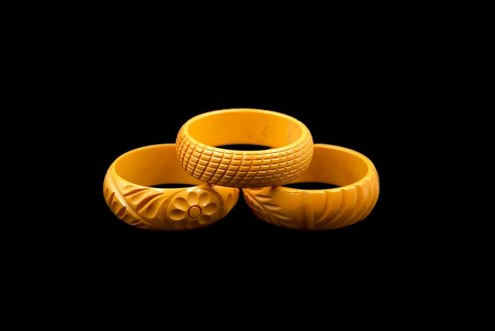 Appraisal: Pc Bakelite Carved Stackable Bracelets Pc Bakelite Carved Stackable Bracelets