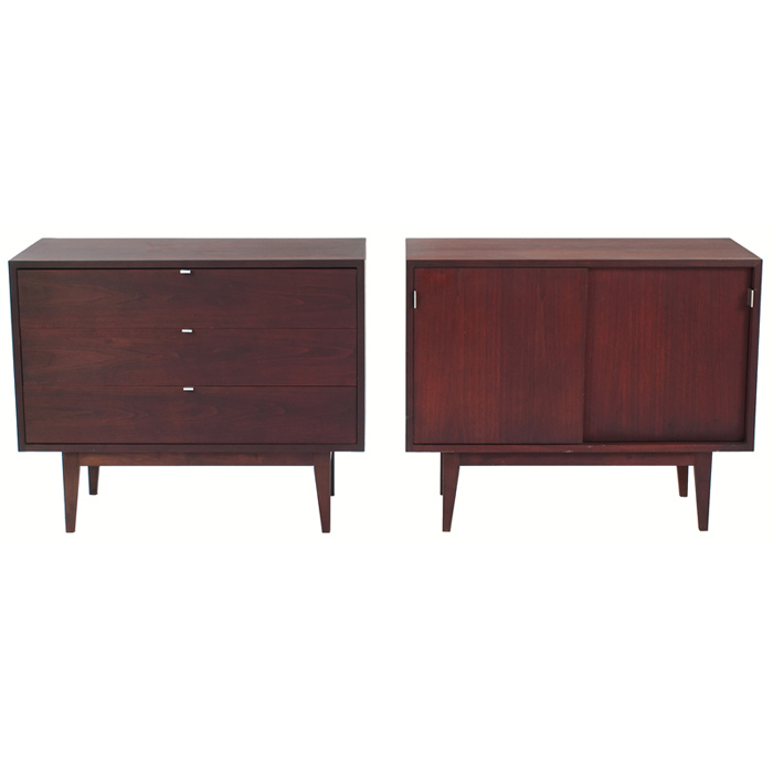 Appraisal: Florence Knoll cabinets pair by Knoll Associates walnut cases with