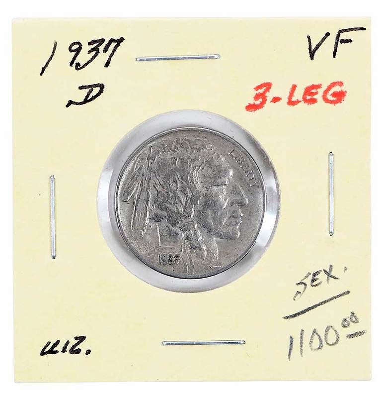 Appraisal: -D Buffalo Nickel Leg Variety popular error from the Buffalo