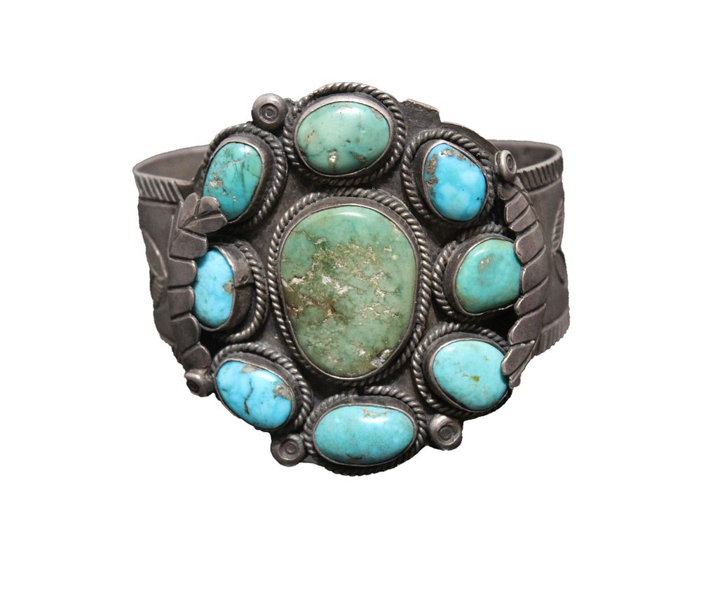 Appraisal: Vintage Navajo Style Silver Turquoise Bangle Vintage Navajo Style Silver