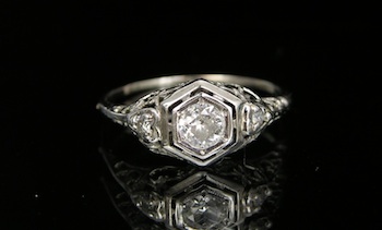 Appraisal: An Art Deco Platinum and Diamond Ring A platinum Deco