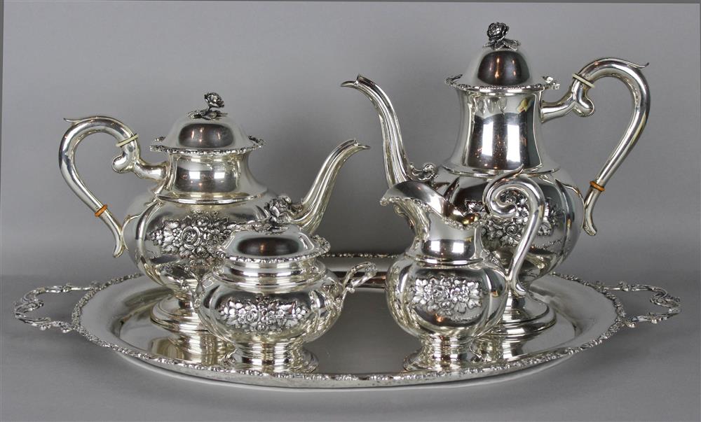 Appraisal: FIVE PIECE SILVER TEA AND COFFEE SERVICE perhaps Japanese maker's