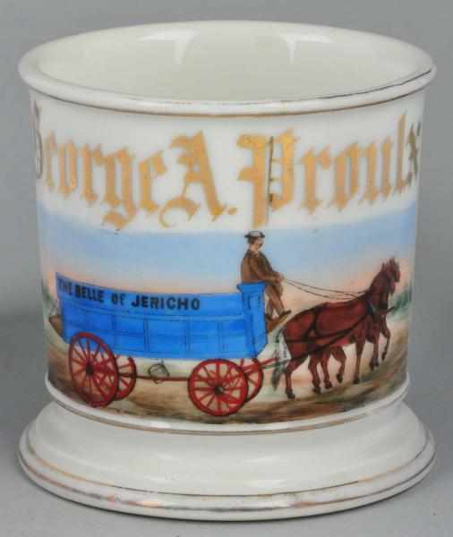 Appraisal: Horse-Drawn Wagon Shaving Mug Description Gilt name George A Proulx