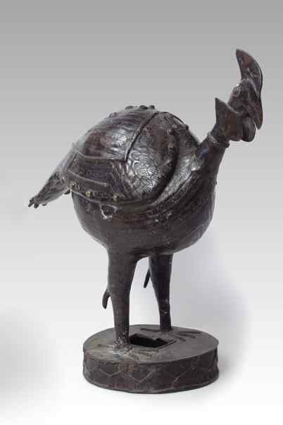 Appraisal: AFRICAN BRONZE GUINEA HEN SCULPTURE Approx '' x '' x