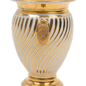 Appraisal: A Continental Parcel Gilt Porcelain Spiral Molded Vase th Century