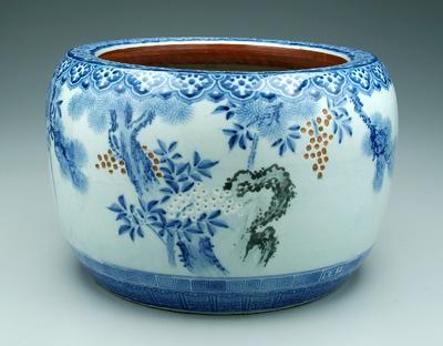 Appraisal: Chinese porcelain planter blue and white decoration with conifers and