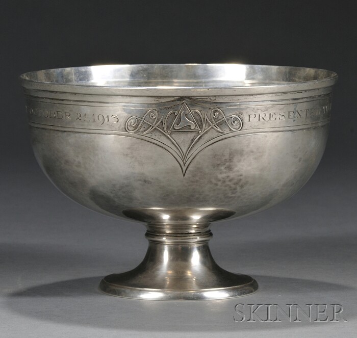 Appraisal: Arthur Stone Presentation Bowl Sterling silver Gardner Massachusetts Footed hammered