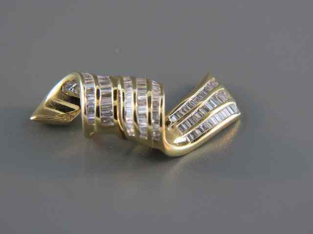 Appraisal: Diamond Slide Pendant baguette diamonds totaling carats k yellow gold