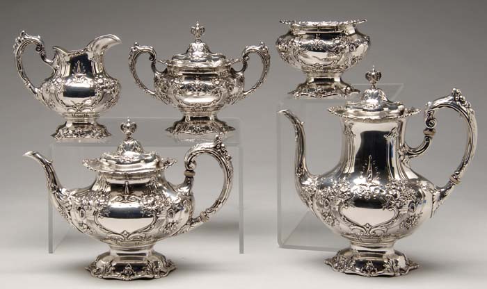 Appraisal: OUTSTANDING AND RARE FIVE PIECE REED BARTON STERLING TEA AND