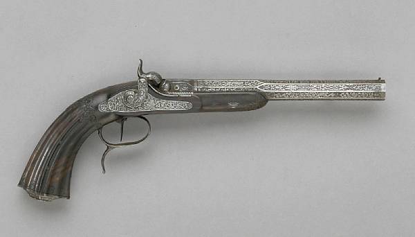 Appraisal: A scarce French percussion breechloading pistol by LeLyon of Pariscirca