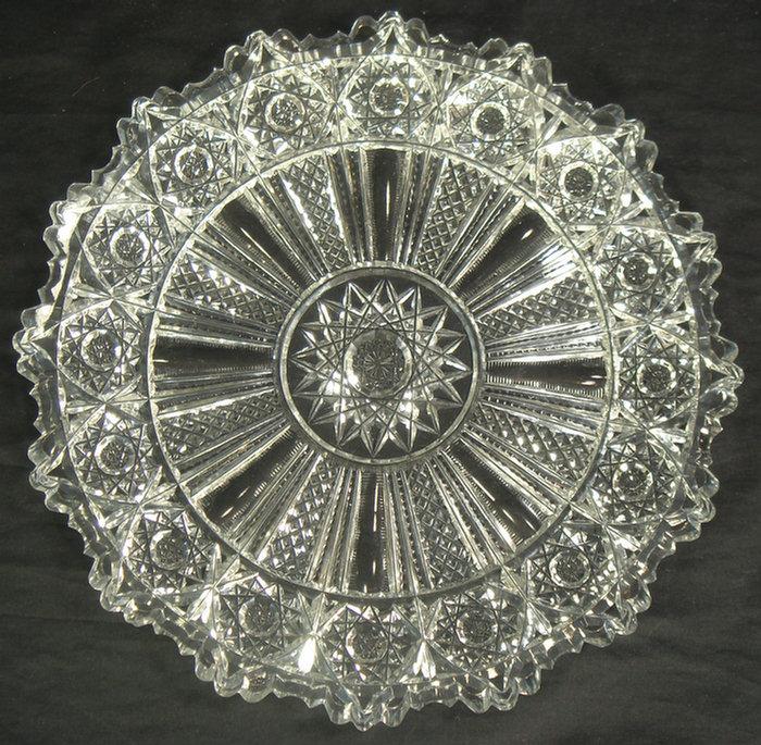 Appraisal: Round cut glass tray d chips on teeth Estimate -