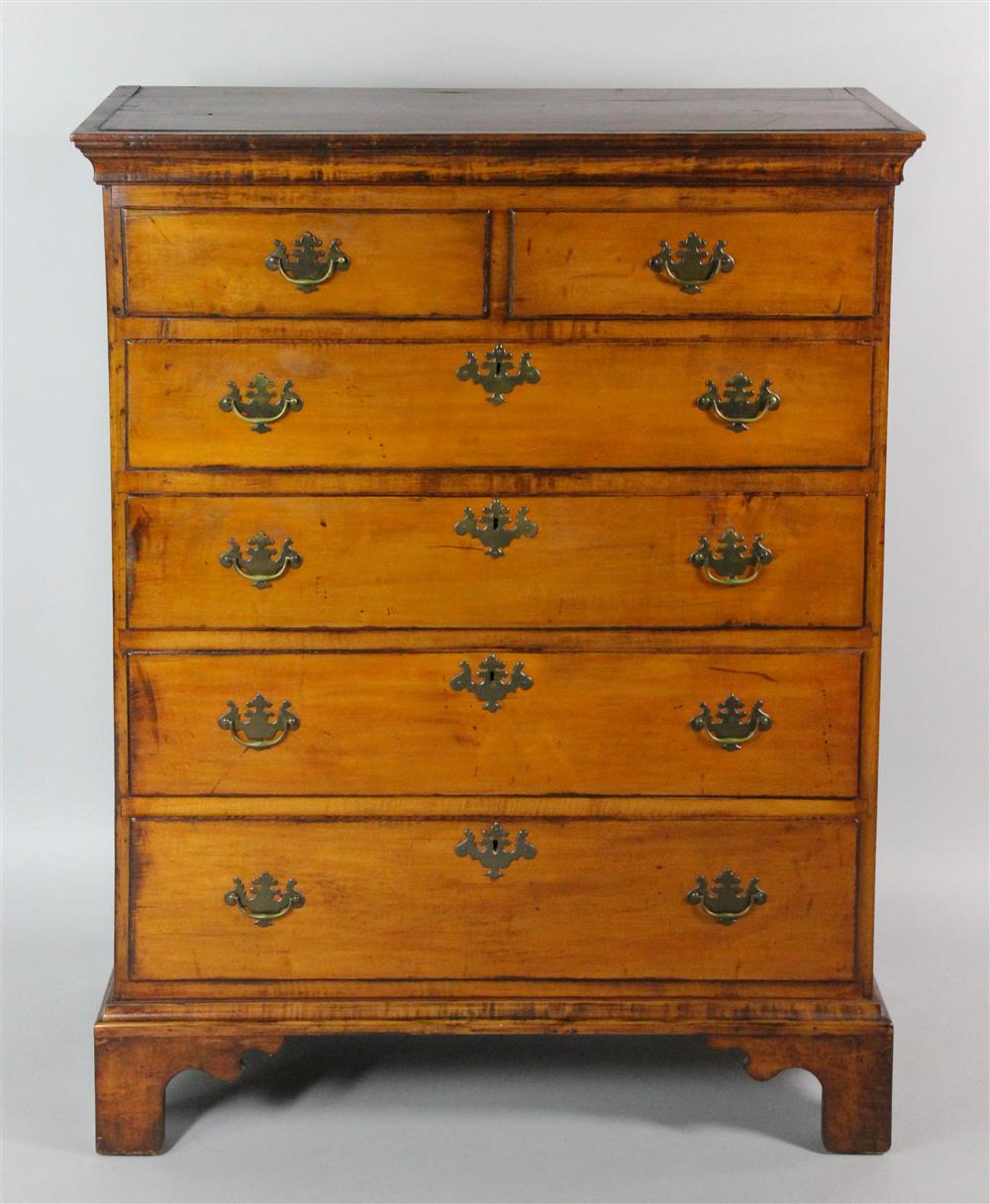 Appraisal: AMERICAN CHIPPENDALE MAPLE TALL CHEST OF DRAWERS CIRCA having a