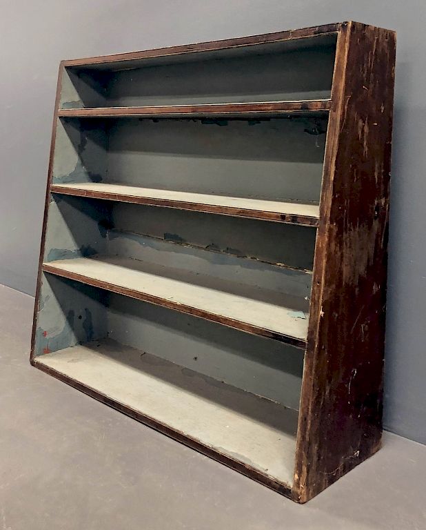 Appraisal: Mahogany Graduated Shelves Mahogany graduated shelves th c with blue