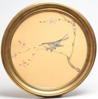 Appraisal: Chinese Inks on Paper Bird in Flowering Tree Depicting a