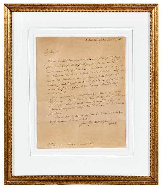 Appraisal: Lafayette Letter to Governor Manning original letter dated September from