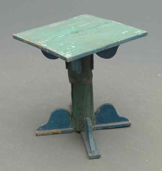 Appraisal: Folky side table in blue paint '' Ht Provenance Myron