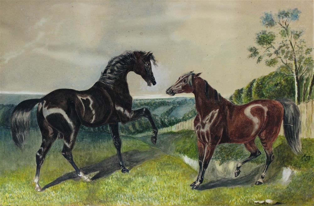 Appraisal: J MCINTYRE BRITISH SCHOOL TH TH CENTURY STALLION AND MARE