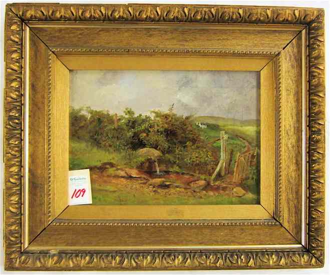 Appraisal: BRITISH SCHOOL TH CENTURY OIL ON CANVAS Landscape with spring