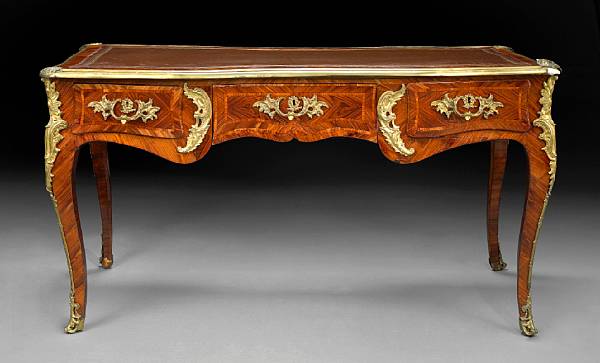 Appraisal: A Louis XV gilt bronze mounted kingwood bureau plat second