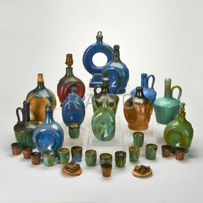 Appraisal: FULPER Twenty-nine pieces including ten musical decanters music boxes sixteen