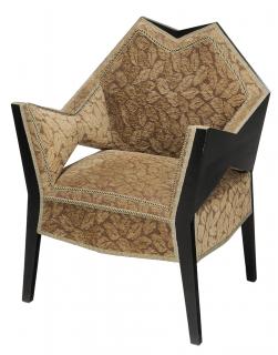 Appraisal: Czech Cubist Style Ebonized Upholstered Arm Chair modern after design