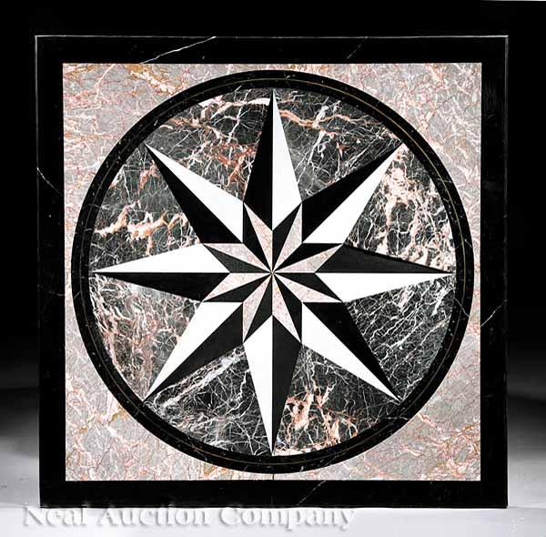 Appraisal: A Large Pietra Dura Panel green and grey variegated marble