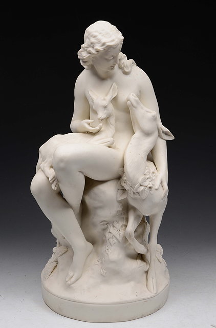 Appraisal: A PARIAN WARE WHITE BISQUE FIGURE of 'Wood Nymph' model