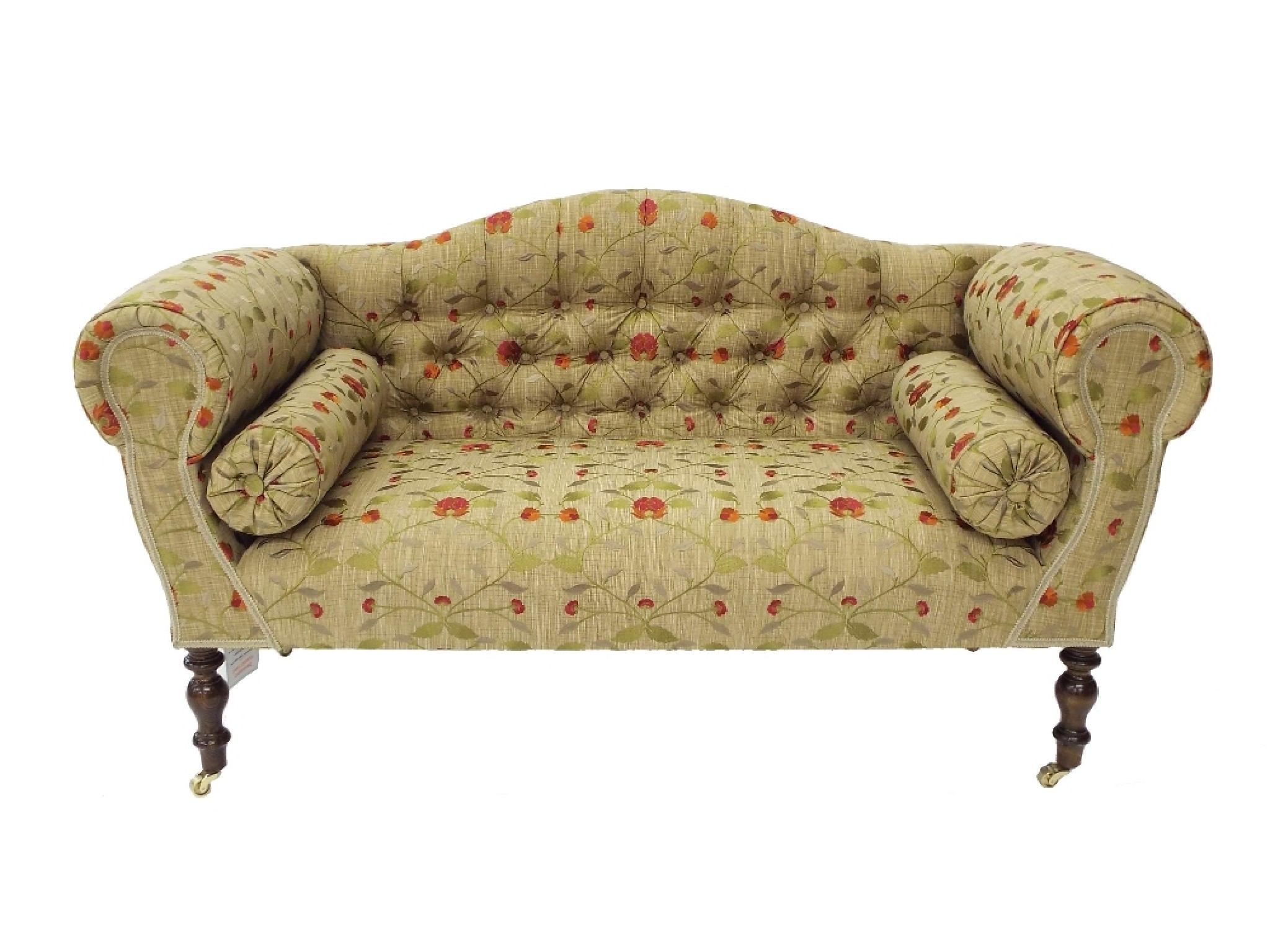 Appraisal: Laura Ashley' button-back salon couch window seat with two cylinder