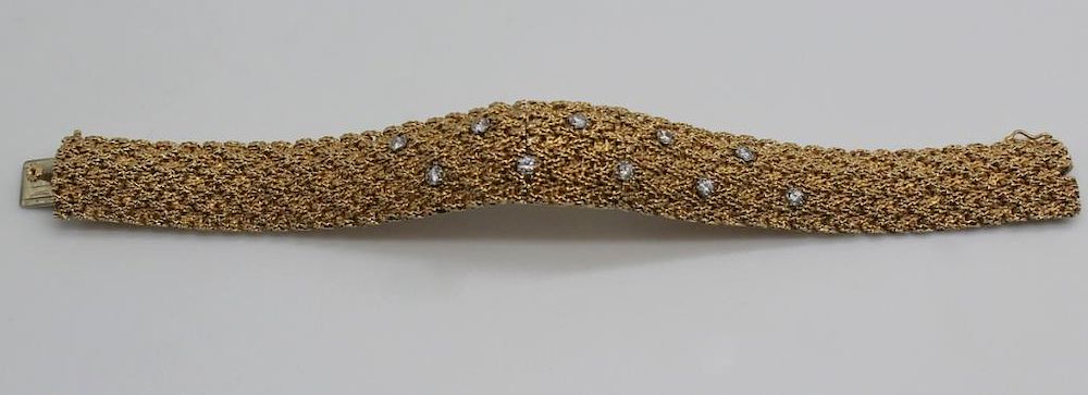 Appraisal: JEWELRY kt Gold and Diamond Bracelet kt yellow gold articulated