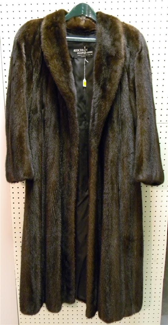 Appraisal: Mink full length coat approximately size dark brown Reichlin Furriers