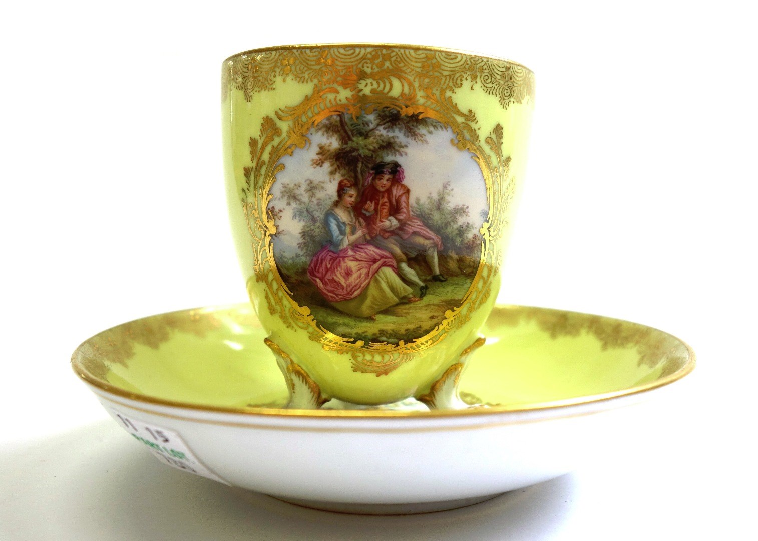 Appraisal: A Meissen yellow ground cup and saucer late th century