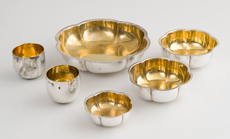 Appraisal: GROUP OF SIX ITALIAN SILVER GILT TABLE ARTICLES Bulgari variously