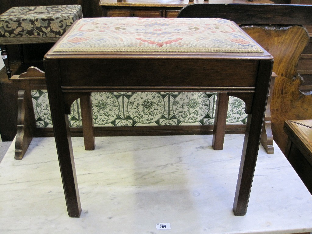 Appraisal: Victorian stool with tapestry seat